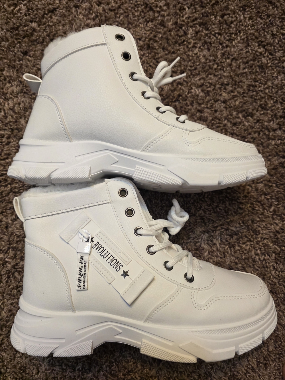 Evolutions Women's White Lace-Up Ankle Booties